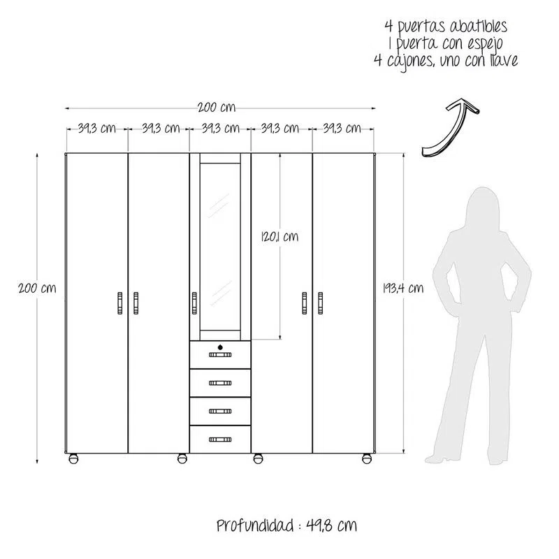 Armario Closet Atlas 200 cm » Armario Closet Atlas 200 cm - Imagen 6