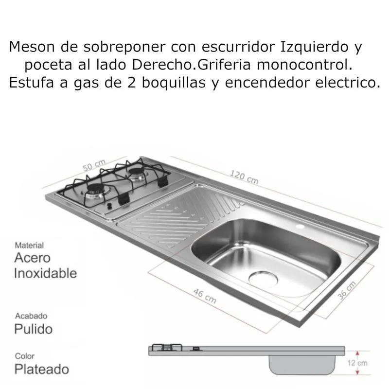 Cocina Integral con Mesón Derecho Alba 120cm » Cocina Integral con Mesón Derecho Alba 120cm - Imagen 8
