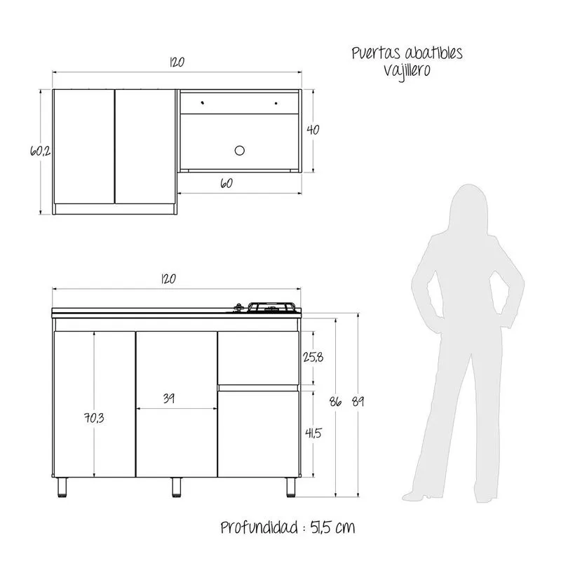 Cocina Integral con Mesón Izquierdo Alba 120cm » Cocina Integral con Mesón Izquierdo Alba 120cm - Imagen 6