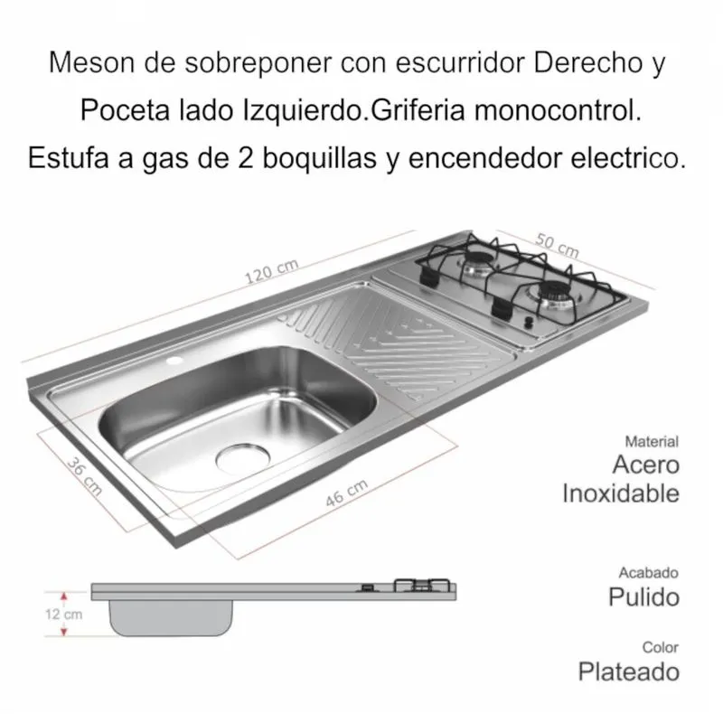Cocina Integral con Mesón Izquierdo Alba 120cm » Cocina Integral con Mesón Izquierdo Alba 120cm - Imagen 8