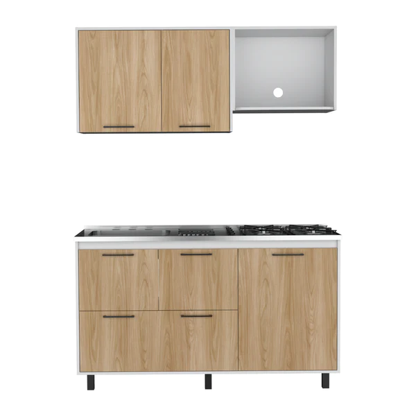 Cocina Integral Pacifica 150 Cm, Blanco Duquesa y Fresno Europeo, Incluye Mesón Derecho Socoda » Cocina Integral Pacifica 150 Cm, Blanco Duquesa y Fresno Europeo, Incluye Mesón Derecho Socoda