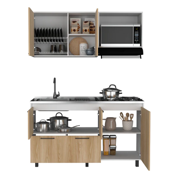 Cocina Integral Pacifica 150 Cm, Blanco Duquesa y Fresno Europeo, Incluye Mesón Derecho Socoda » Cocina Integral Pacifica 150 Cm, Blanco Duquesa y Fresno Europeo, Incluye Mesón Derecho Socoda - Imagen 2