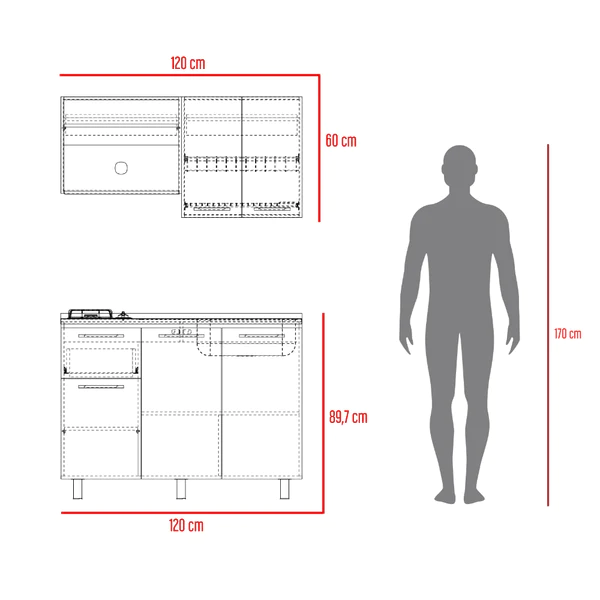 Cocina Integral Piret 120 Cm, Blanco Duquesa y Milan, Incluye Mesón Derecho Socoda » Cocina Integral Piret 120 Cm, Blanco Duquesa y Milan, Incluye Mesón Derecho Socoda - Imagen 3