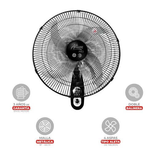 Ventilador ALTEZZA Pared Negro AWF-18BL Pro 4 Aspas Gris Diámetro 18 Pulgadas 110V - REF 44247 » Ventilador ALTEZZA Pared Negro AWF-18BL Pro 4 Aspas Gris Diámetro 18 Pulgadas 110V - REF 44247 - Imagen 2